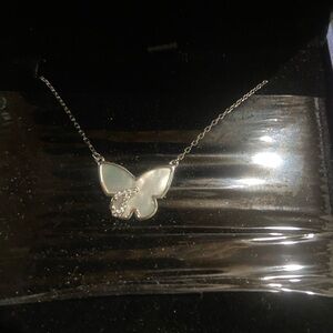 Elegant Silver Butterfly Necklace with initial J